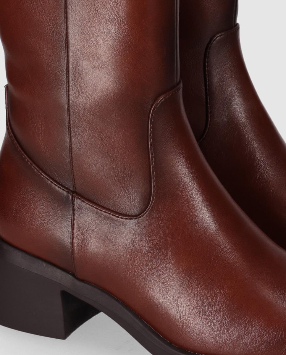 Botas básicas de mujer con caña alta y cierre de cremallera - Chika10 - Marrón claro Marrón claro-4