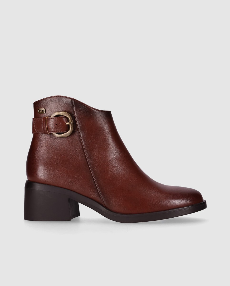 Botines básicos de mujer con diseño elegante y puntera redonda - Chika10 - Marrón claro Marrón claro-1