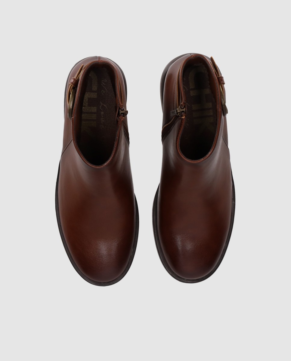 Botines básicos de mujer con diseño elegante y puntera redonda - Chika10 - Marrón claro Marrón claro-5