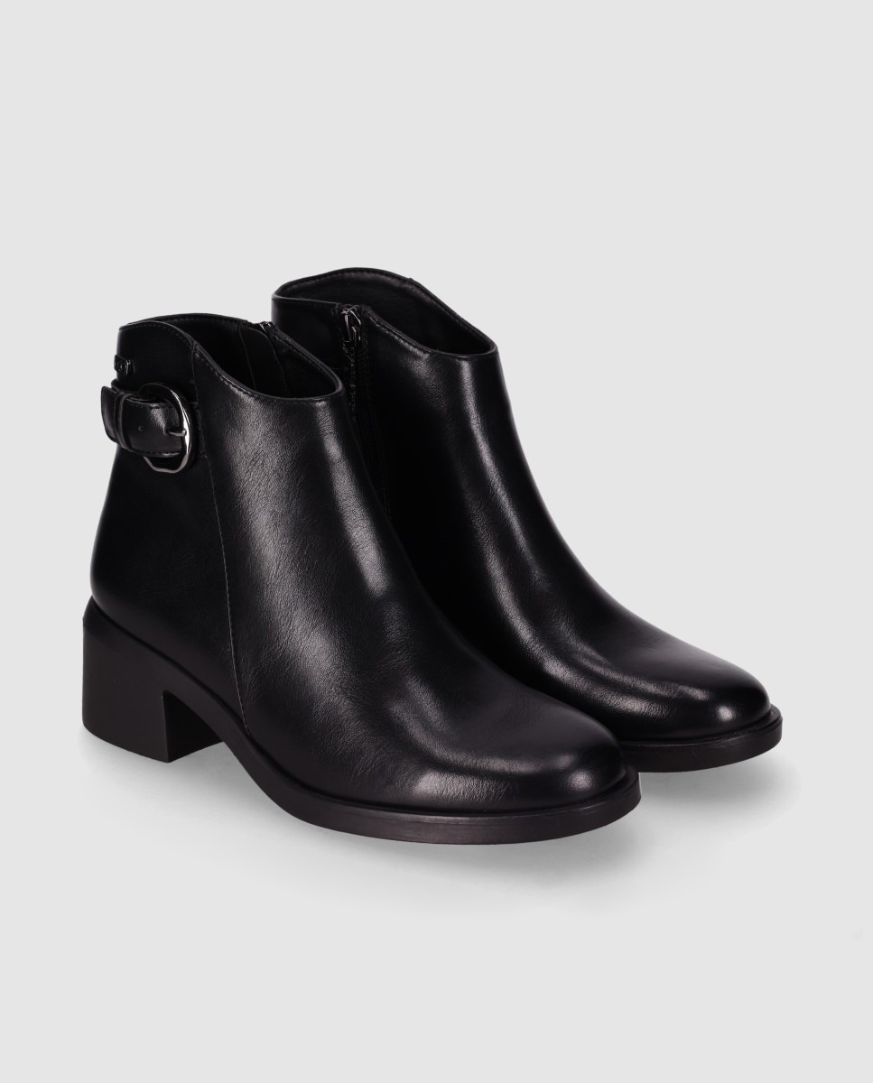 Botines básicos de mujer con diseño elegante y puntera redonda - Chika10 - Negro Negro-4