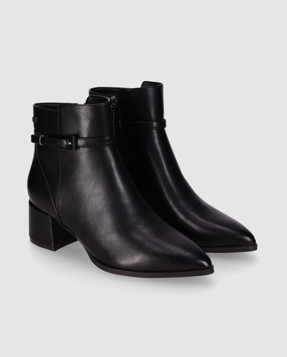 Botines básicos de mujer con puntera afilada y cierre de cremallera - Chika10 - Negro Negro-3
