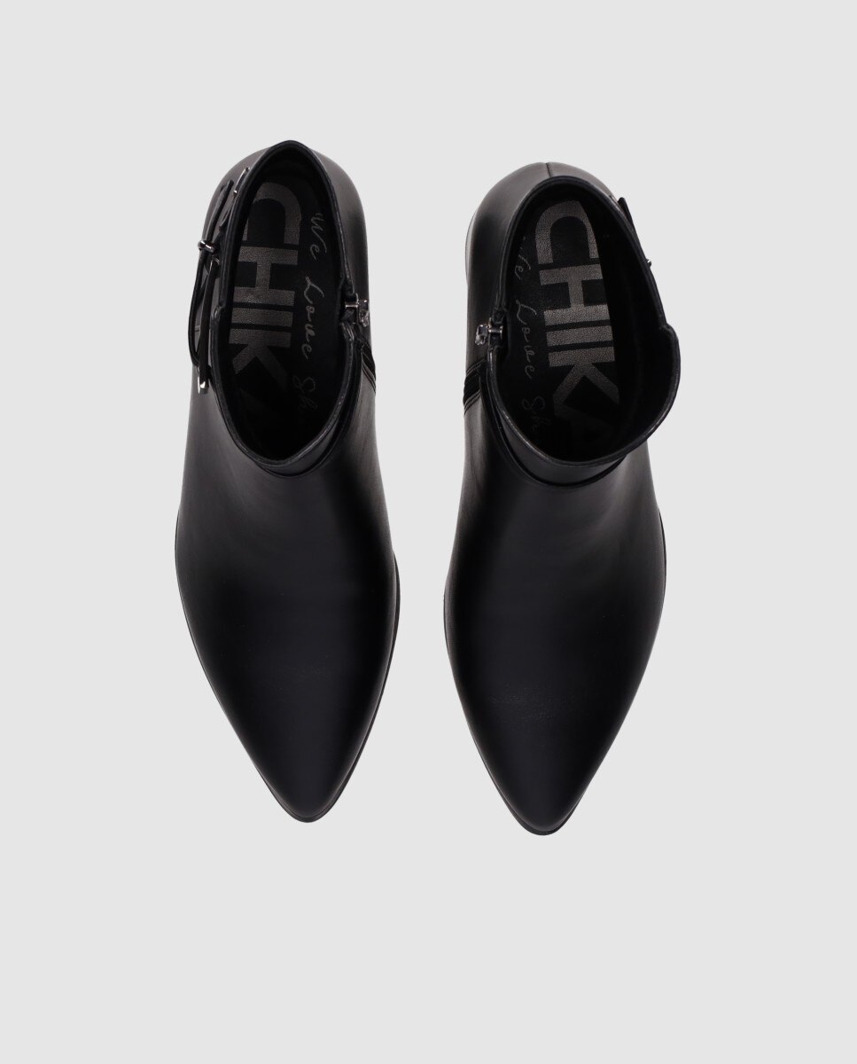 Botines básicos de mujer con puntera afilada y cierre de cremallera - Chika10 - Negro Negro-4