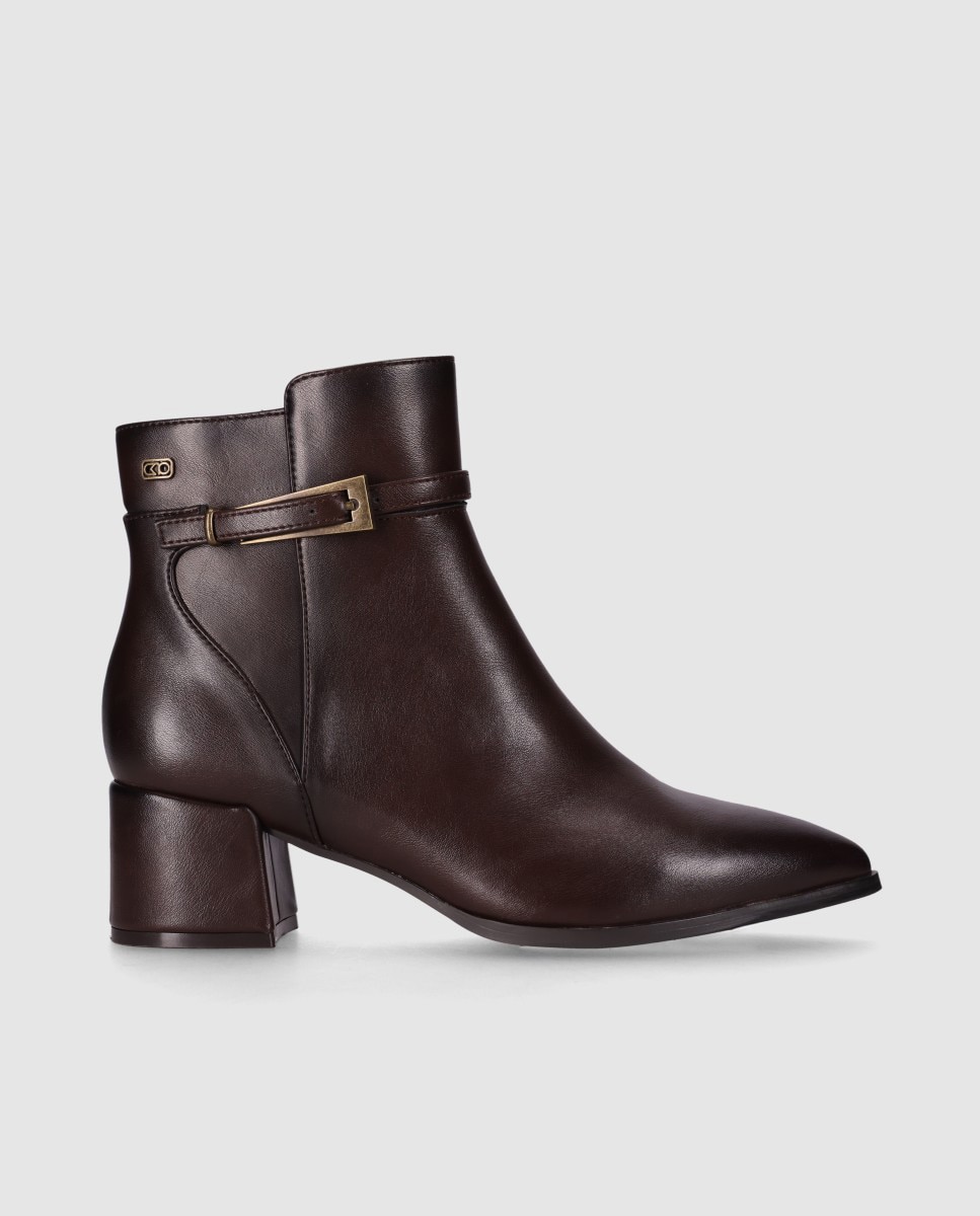 Botines básicos de mujer con puntera afilada y cierre de cremallera - Chika10 - Marrón Marrón-1