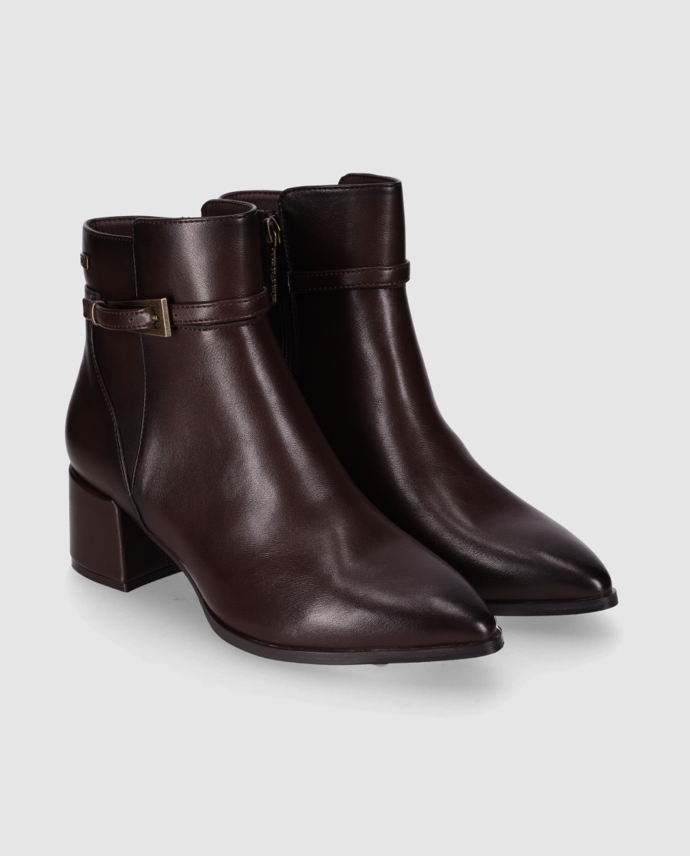 Botines básicos de mujer con puntera afilada y cierre de cremallera - Chika10 - Marrón Marrón-4