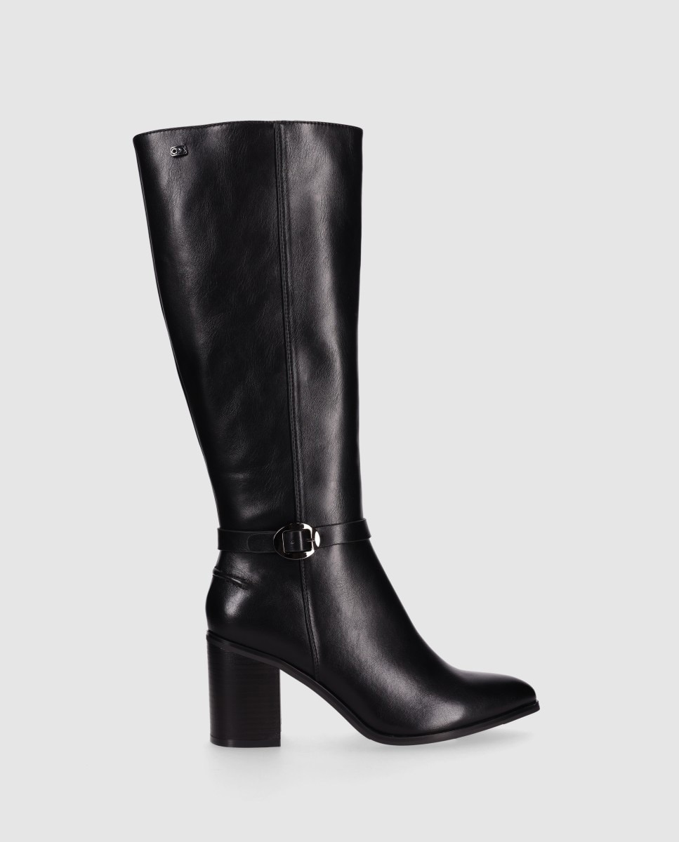 Botas básicas de mujer de caña alta y puntera afilada - Chika10 - Negro Negro-1