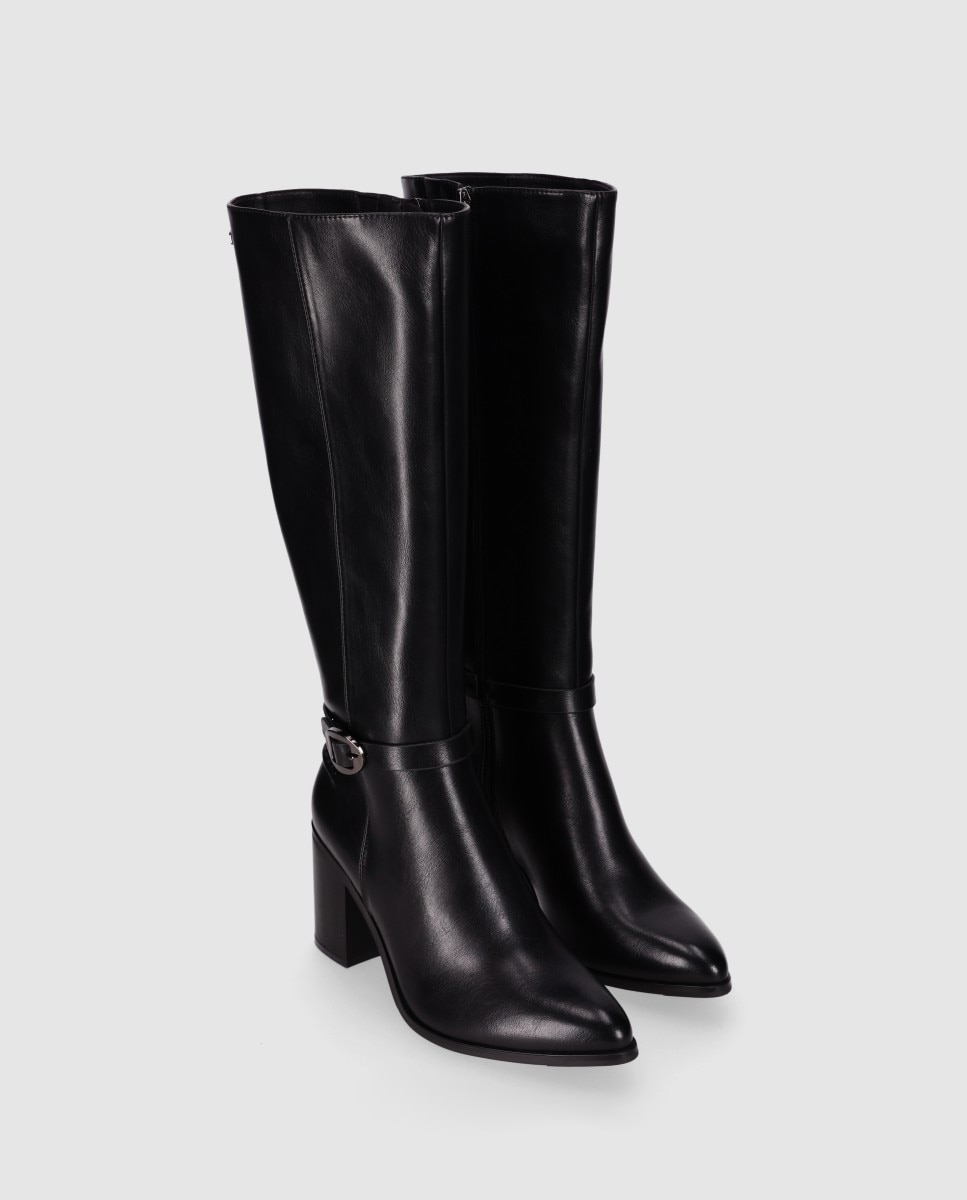 Botas básicas de mujer de caña alta y puntera afilada - Chika10 - Negro Negro-4