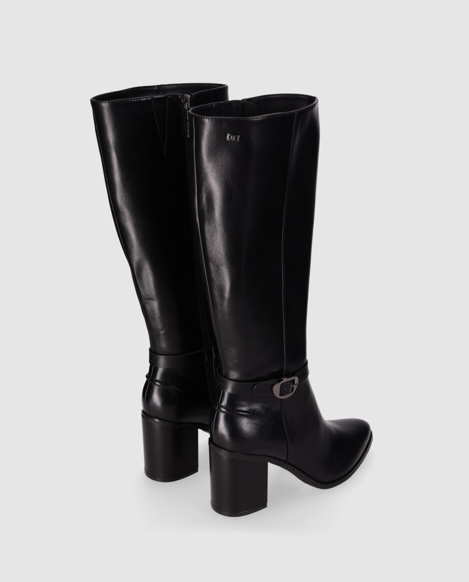 Botas básicas de mujer de caña alta y puntera afilada - Chika10 - Negro Negro-3