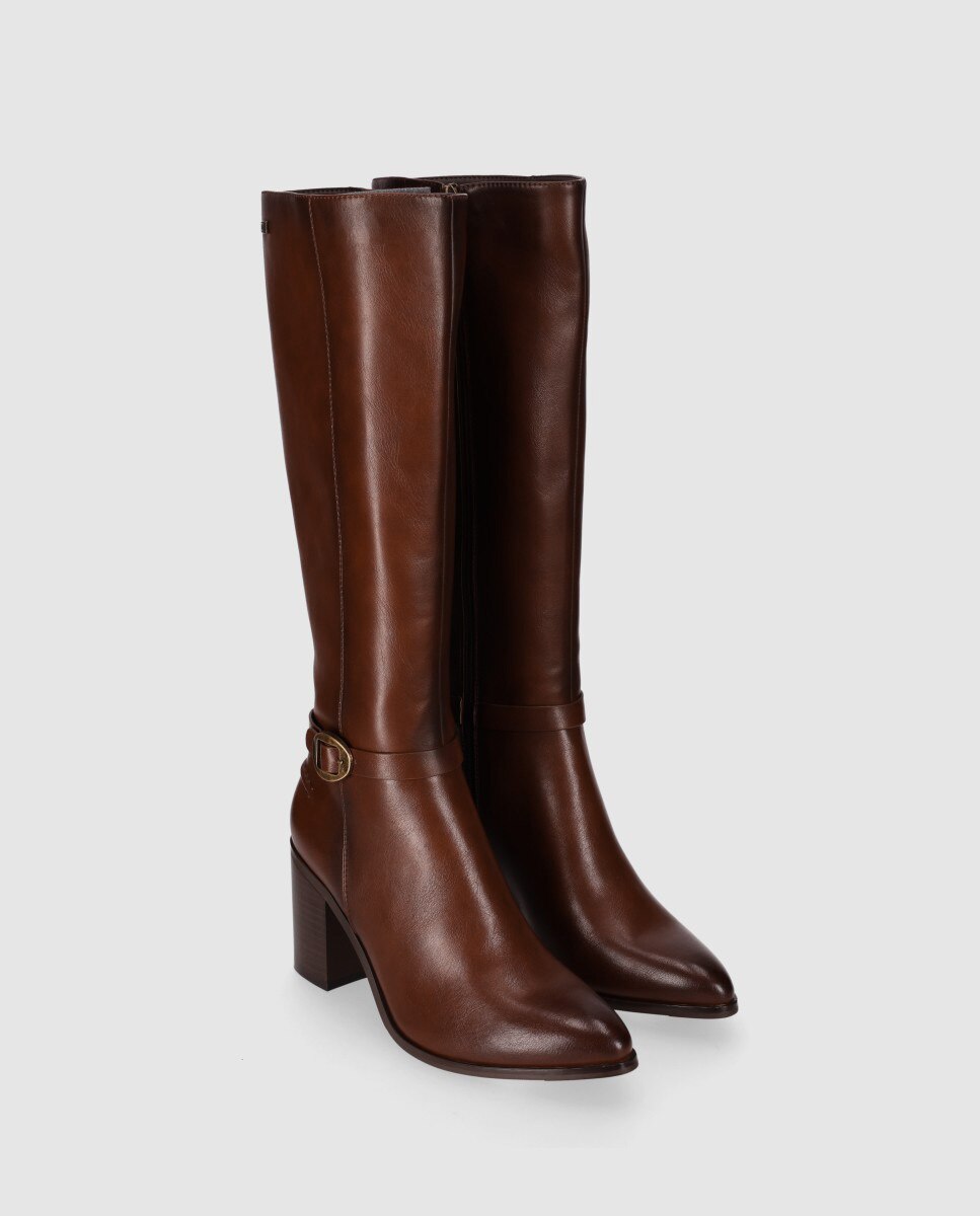 Botas básicas de mujer de caña alta y puntera afilada - Chika10 - Marrón Marrón-2