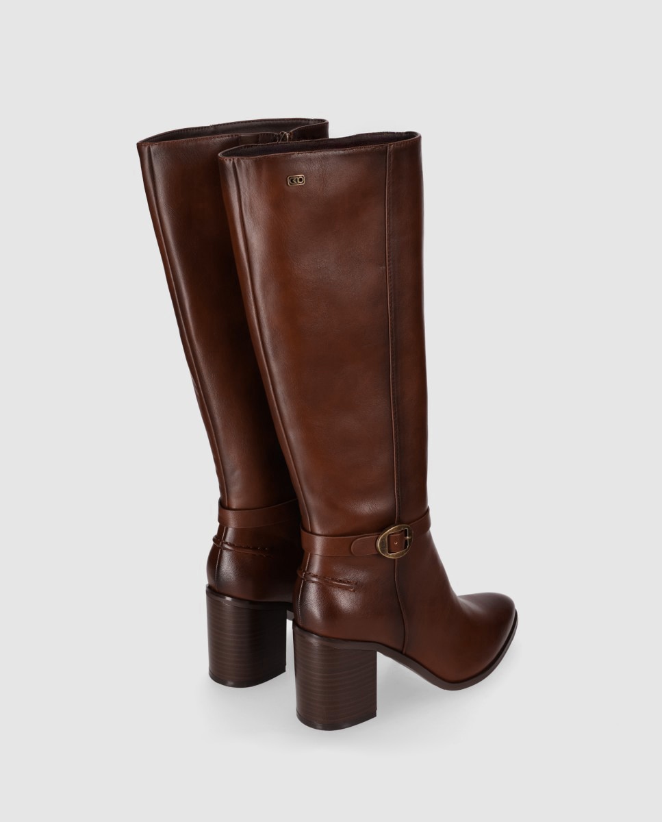 Botas básicas de mujer de caña alta y puntera afilada - Chika10 - Marrón Marrón-4