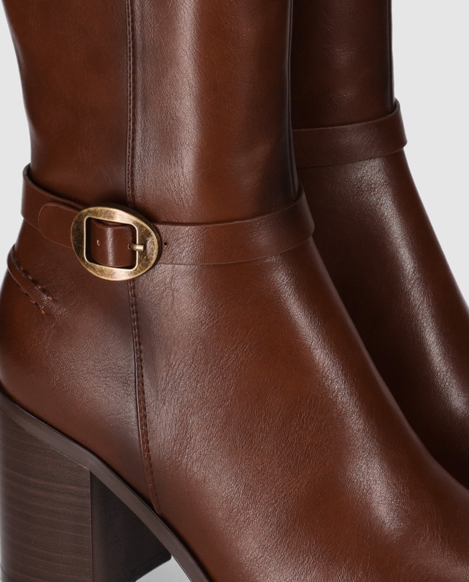 Botas básicas de mujer de caña alta y puntera afilada - Chika10 - Marrón Marrón-3