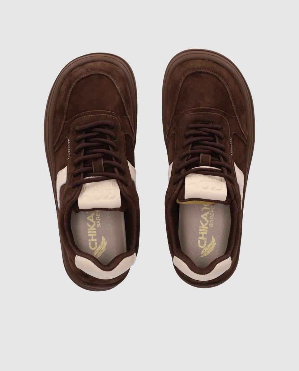 Zapatillas deportivas de mujer barefoot realizadas en piel con diseño flexible y estilo casual - Chika10 - Marrón Marrón-4