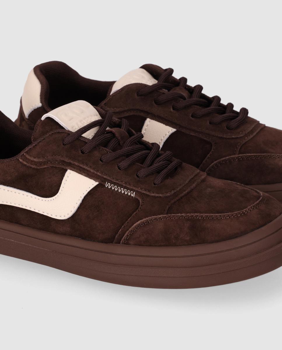 Zapatillas deportivas de mujer barefoot realizadas en piel con diseño flexible y estilo casual - Chika10 - Marrón Marrón-5