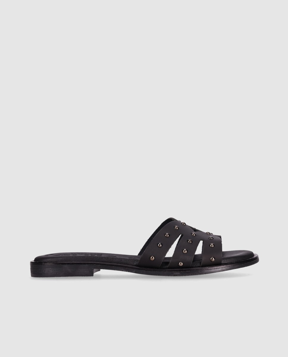 Chika10 - Sandalias planas de mujer en piel con corte simétrico y plantilla acolchada.