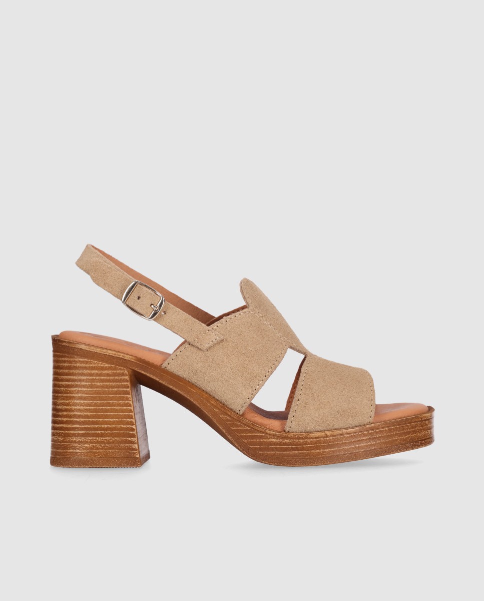 Sandalias de tacón de mujer con diseño simétrico y cierre de hebilla - Chika10 - Beige Beige-1