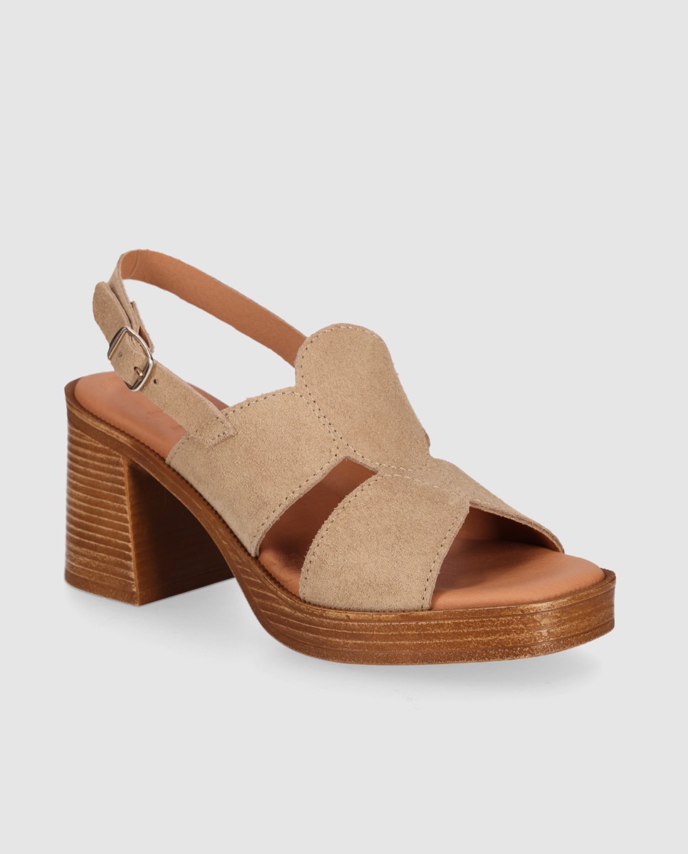 Sandalias de tacón de mujer con diseño simétrico y cierre de hebilla - Chika10 - Beige Beige-3
