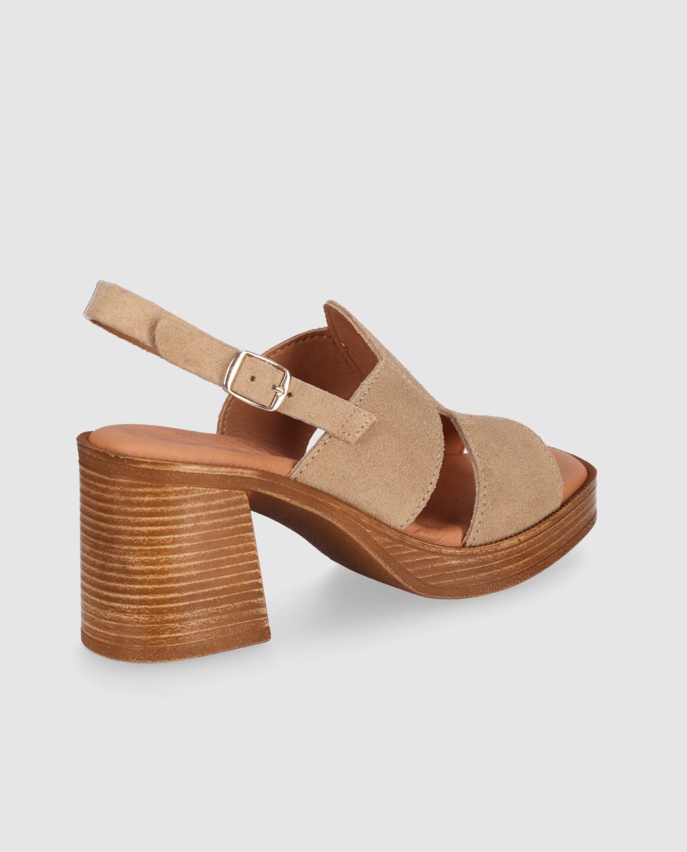 Sandalias de tacón de mujer con diseño simétrico y cierre de hebilla - Chika10 - Beige Beige-2