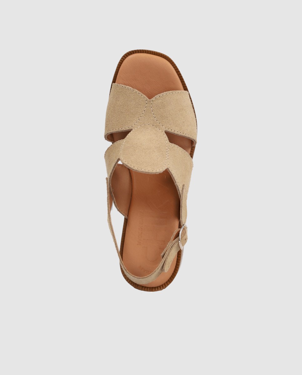 Sandalias de tacón de mujer con diseño simétrico y cierre de hebilla - Chika10 - Beige Beige-4