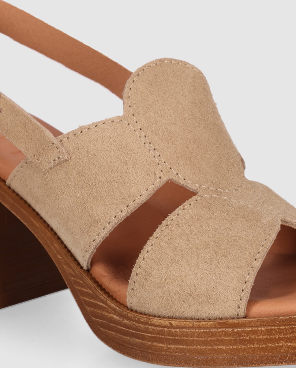 Sandalias de tacón de mujer con diseño simétrico y cierre de hebilla - Chika10 - Beige Beige-5