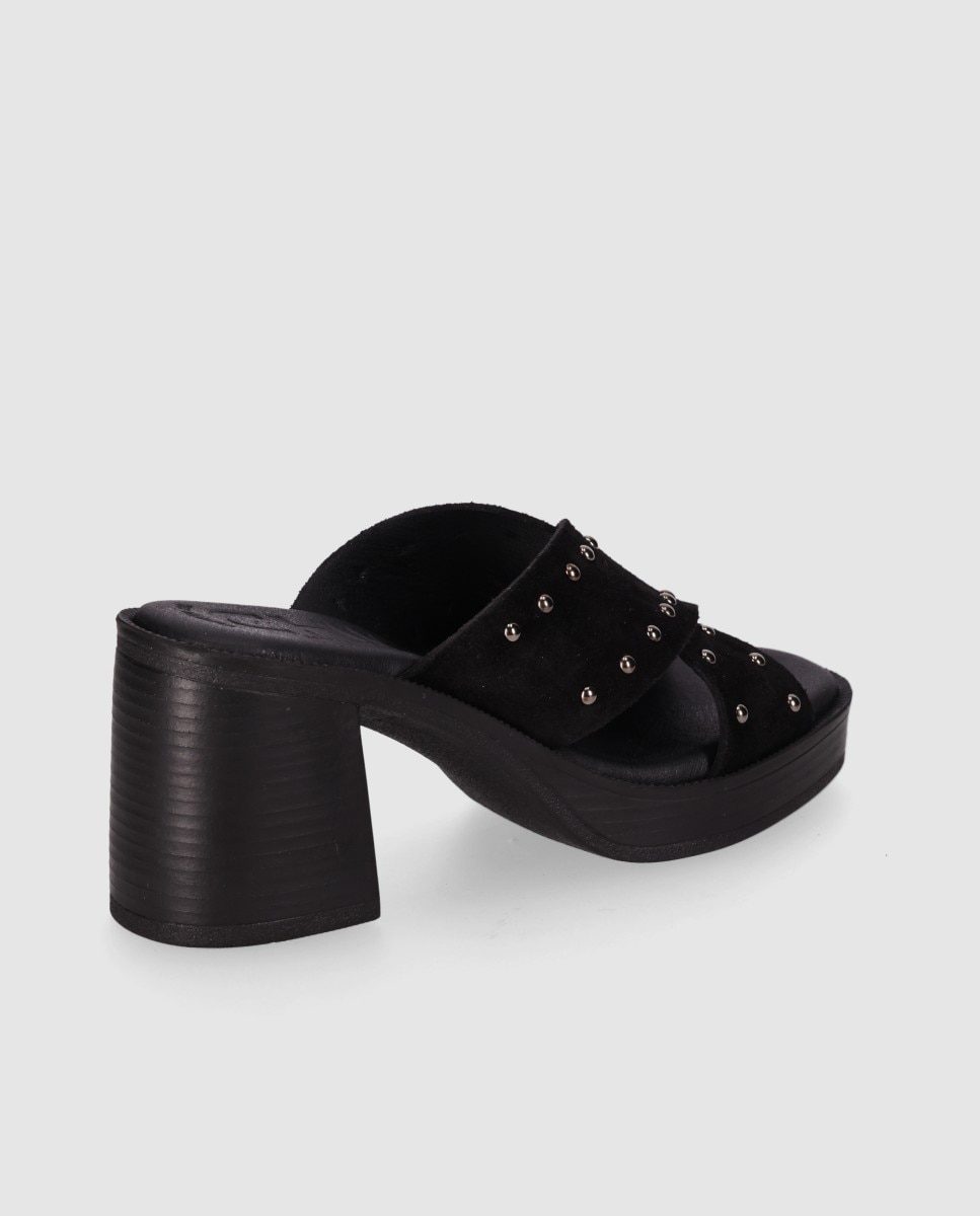Sandalias de tacón de mujer de piel con pala cruzada - Chika10 - Negro Negro-3