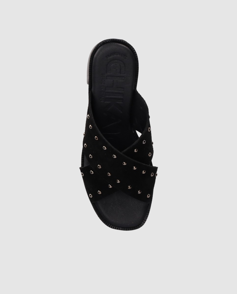 Sandalias de tacón de mujer de piel con pala cruzada - Chika10 - Negro Negro-4