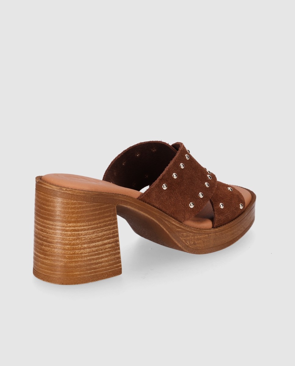 Sandalias de tacón de mujer de piel con pala cruzada - Chika10 - Marrón oscuro Marrón oscuro-2