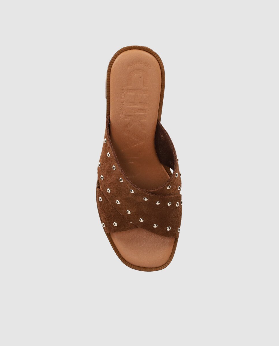 Sandalias de tacón de mujer de piel con pala cruzada - Chika10 - Marrón oscuro Marrón oscuro-4