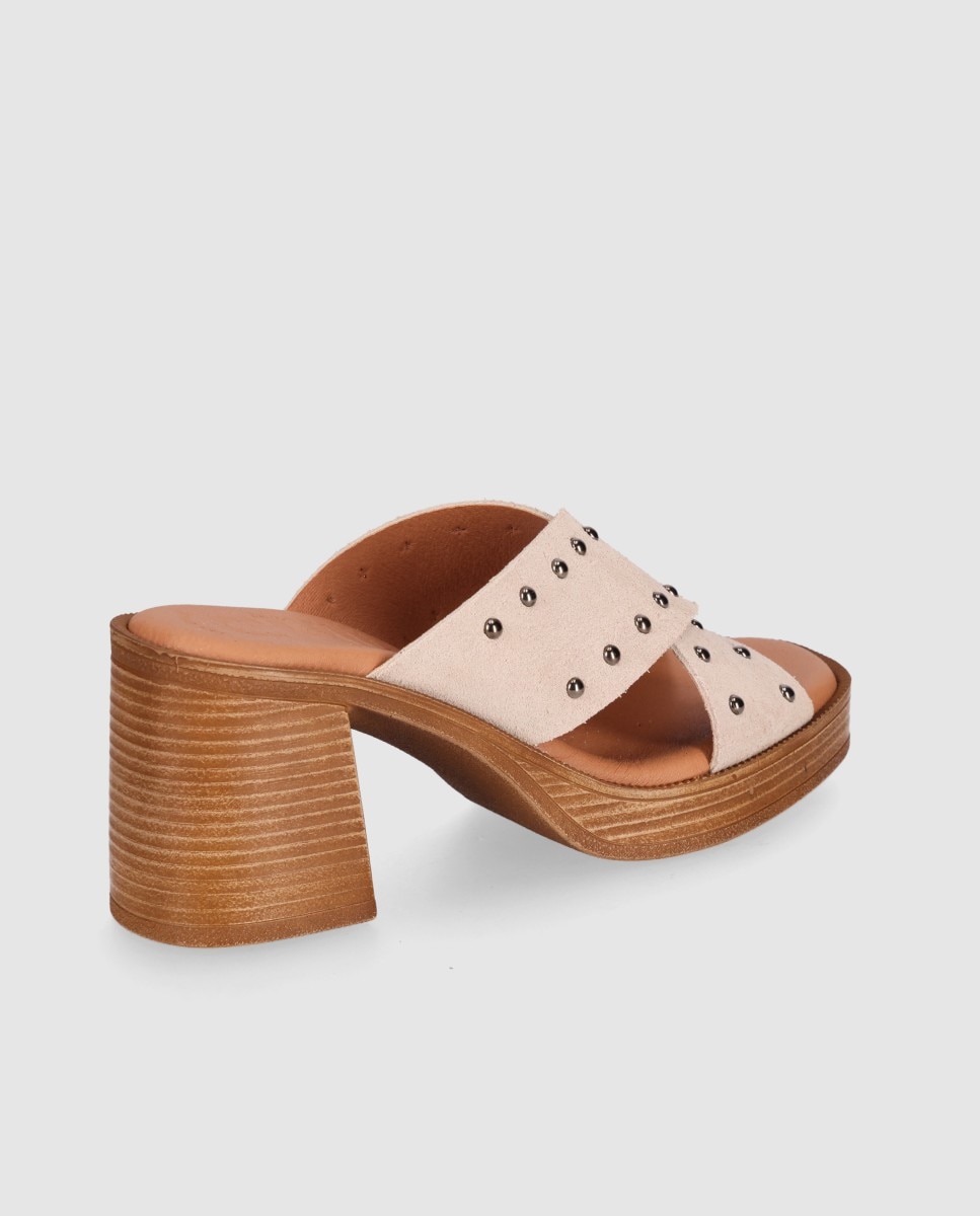 Sandalias de tacón de mujer de piel con pala cruzada - Chika10 - Beige Beige-2