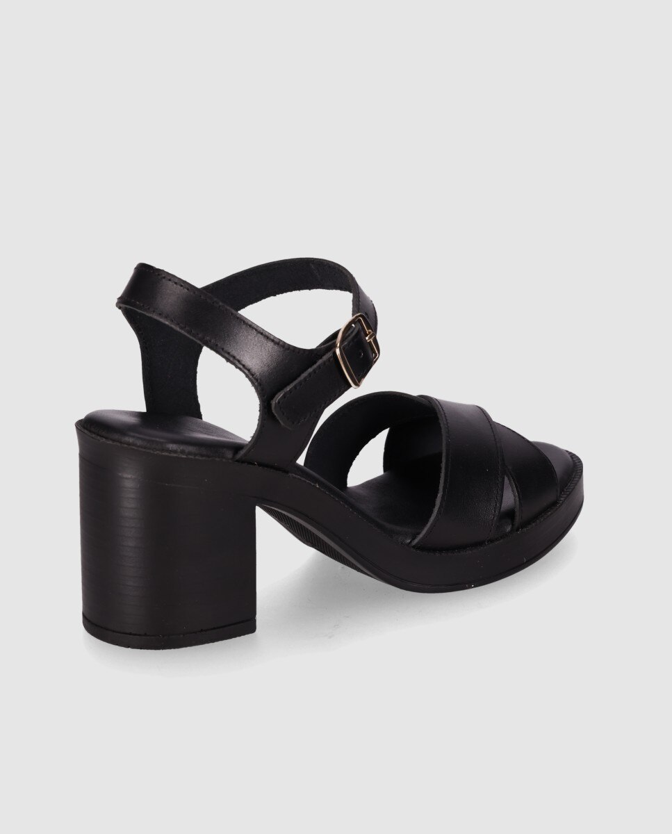 Chika10 - Sandalias de tacón de mujer en piel con pala cruzada y cierre de hebilla.