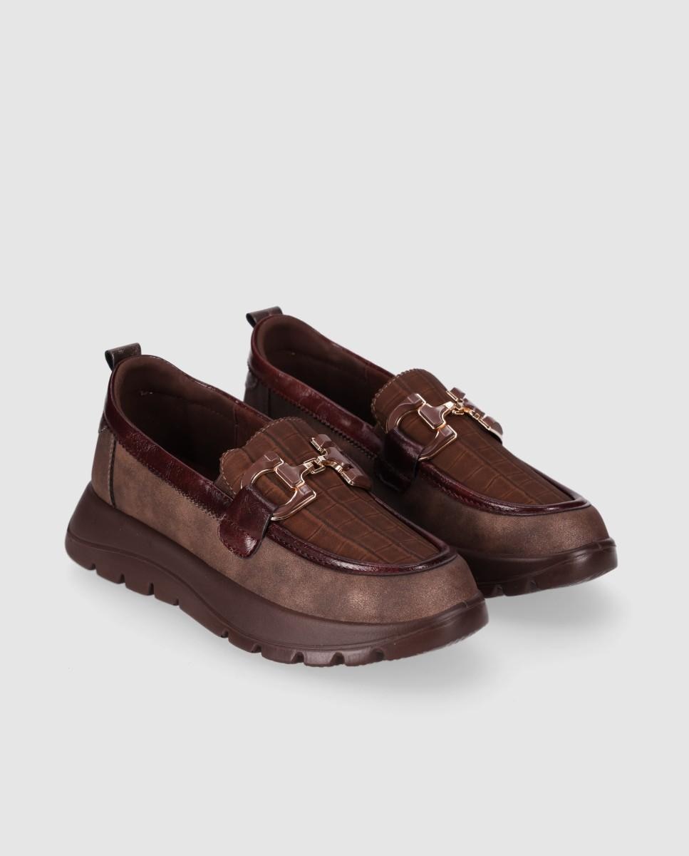 Zapatos confort con diseño dinámico y suela gruesa - Chika10 - Marrón Marrón-3