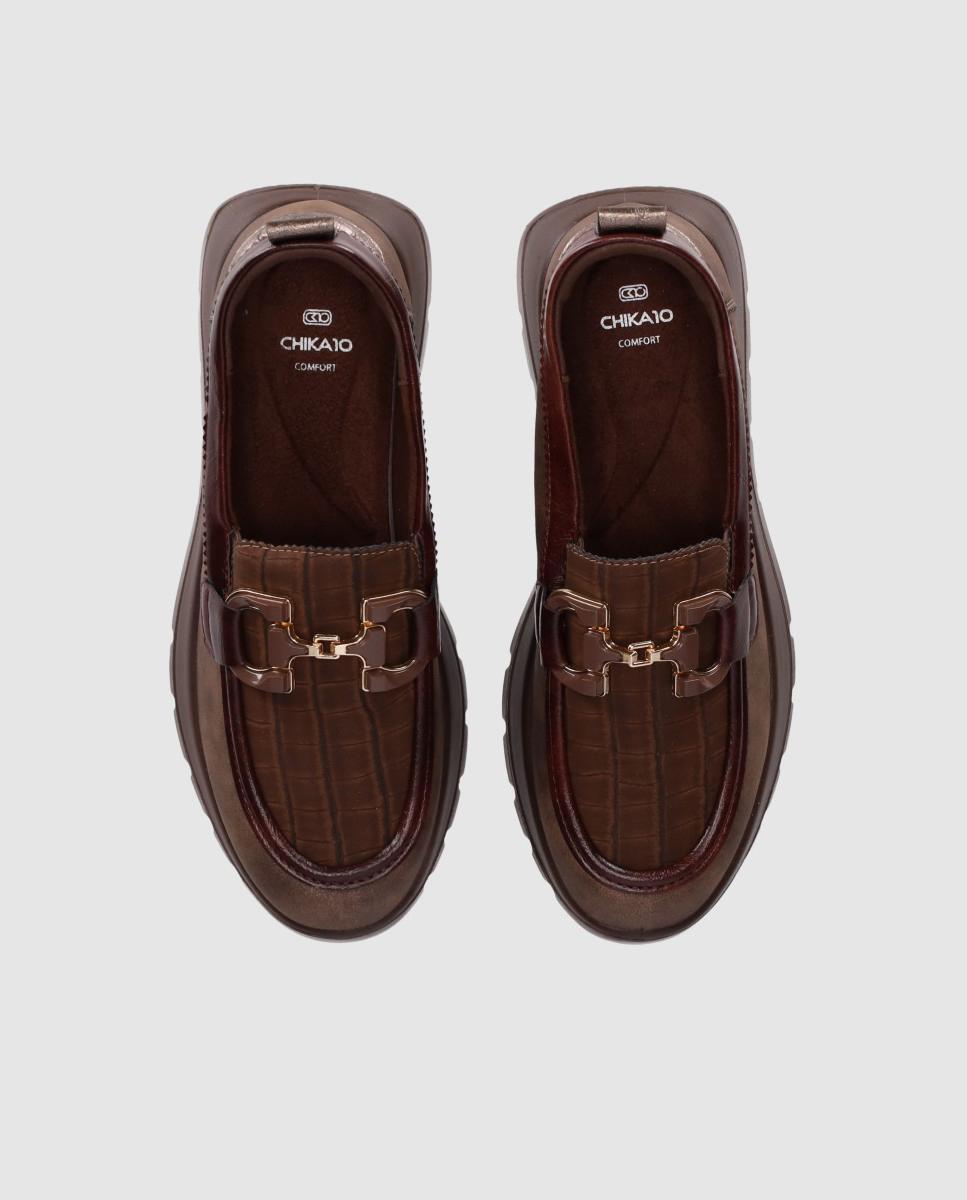 Zapatos confort con diseño dinámico y suela gruesa - Chika10 - Marrón Marrón-4