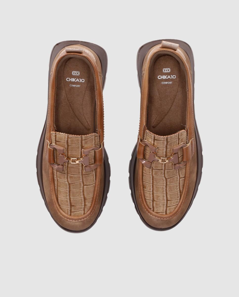 Zapatos confort con diseño dinámico y suela gruesa - Chika10 - Beige Beige-4