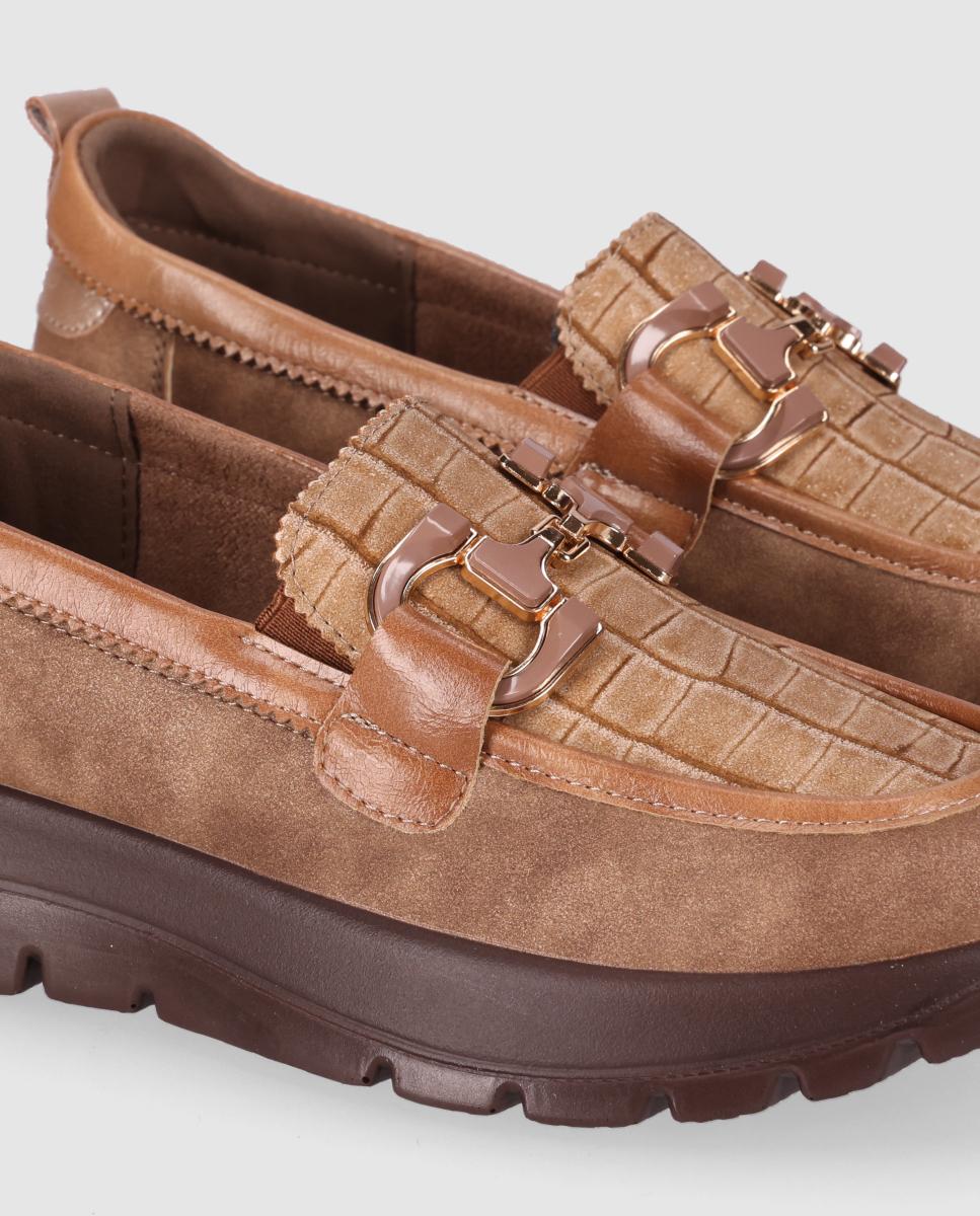 Zapatos confort con diseño dinámico y suela gruesa - Chika10 - Beige Beige-5