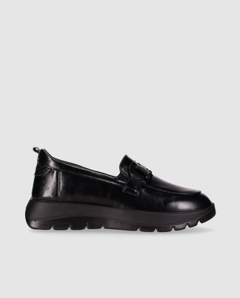 Zapatos confort estilo mocasín con puntera redonda - Chika10 - Negro Negro-1
