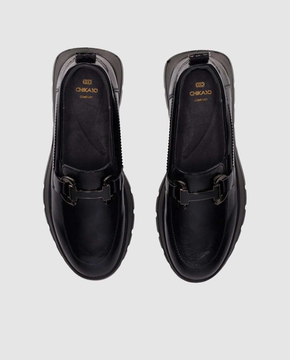 Zapatos confort estilo mocasín con puntera redonda - Chika10 - Negro Negro-4