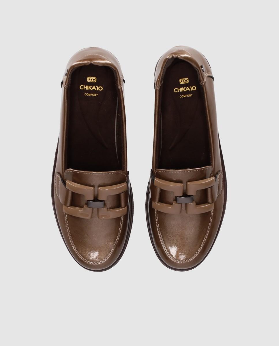 Mocasines de mujer con diseño clásico y puntera redonda - Chika10 - Beige Beige-4