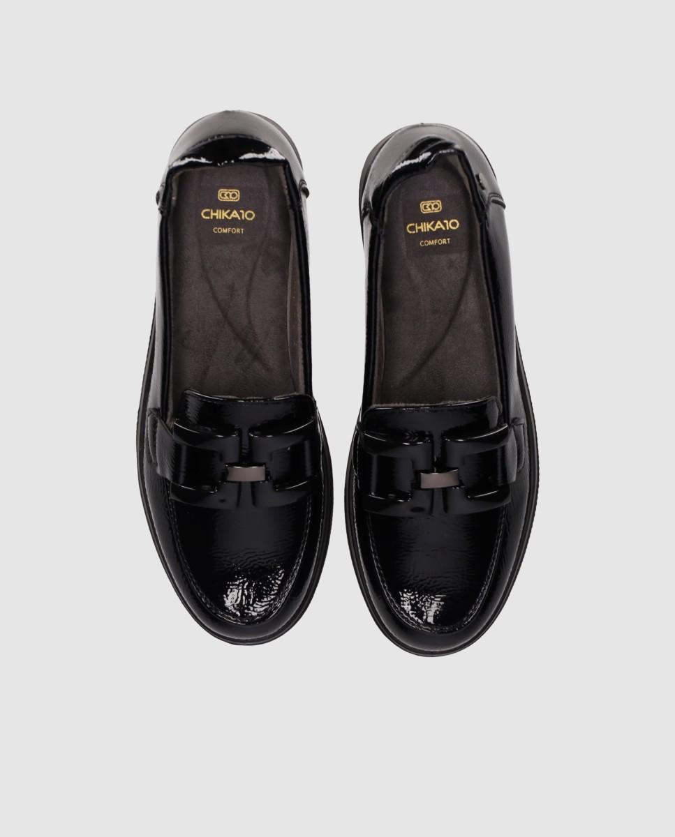 Mocasines de mujer con diseño clásico y puntera redonda - Chika10 - Negro Negro-4