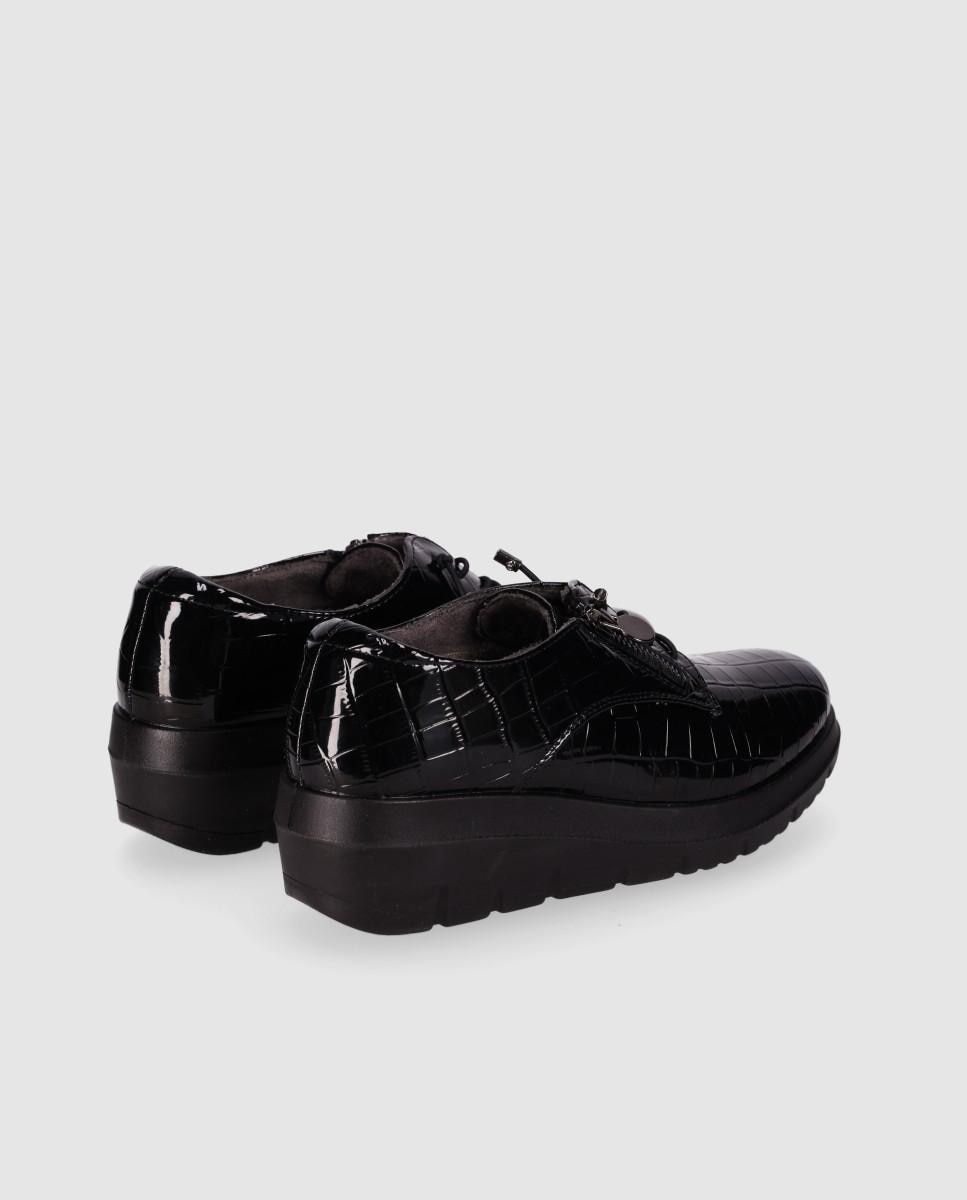 Zapatos de cordones de mujer con acabado efecto coco y cordones ajustables - Chika10 - Negro Negro-2