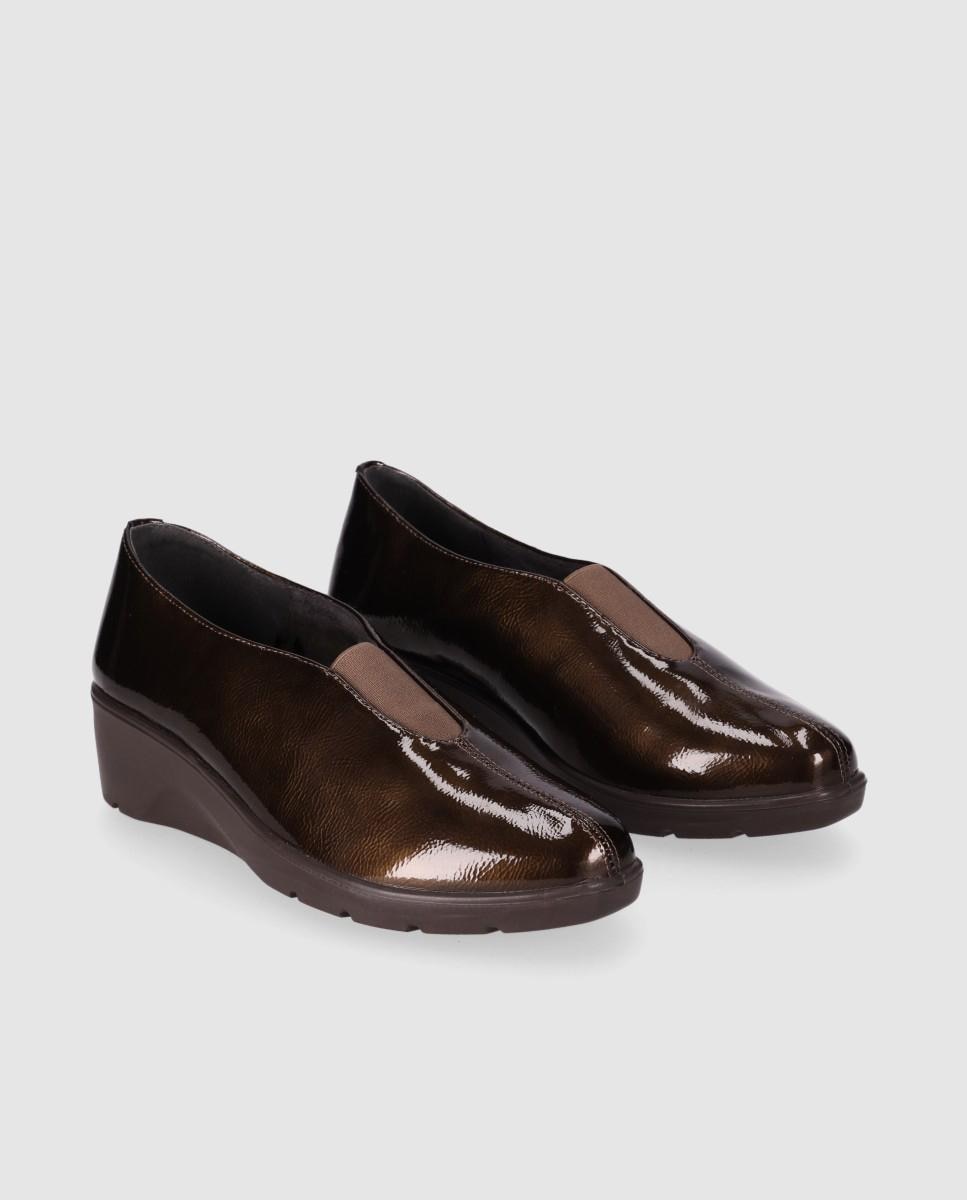 Zapatos confort de mujer con diseño slip-on y acabado clásico - Chika10 - Marrón Marrón-3
