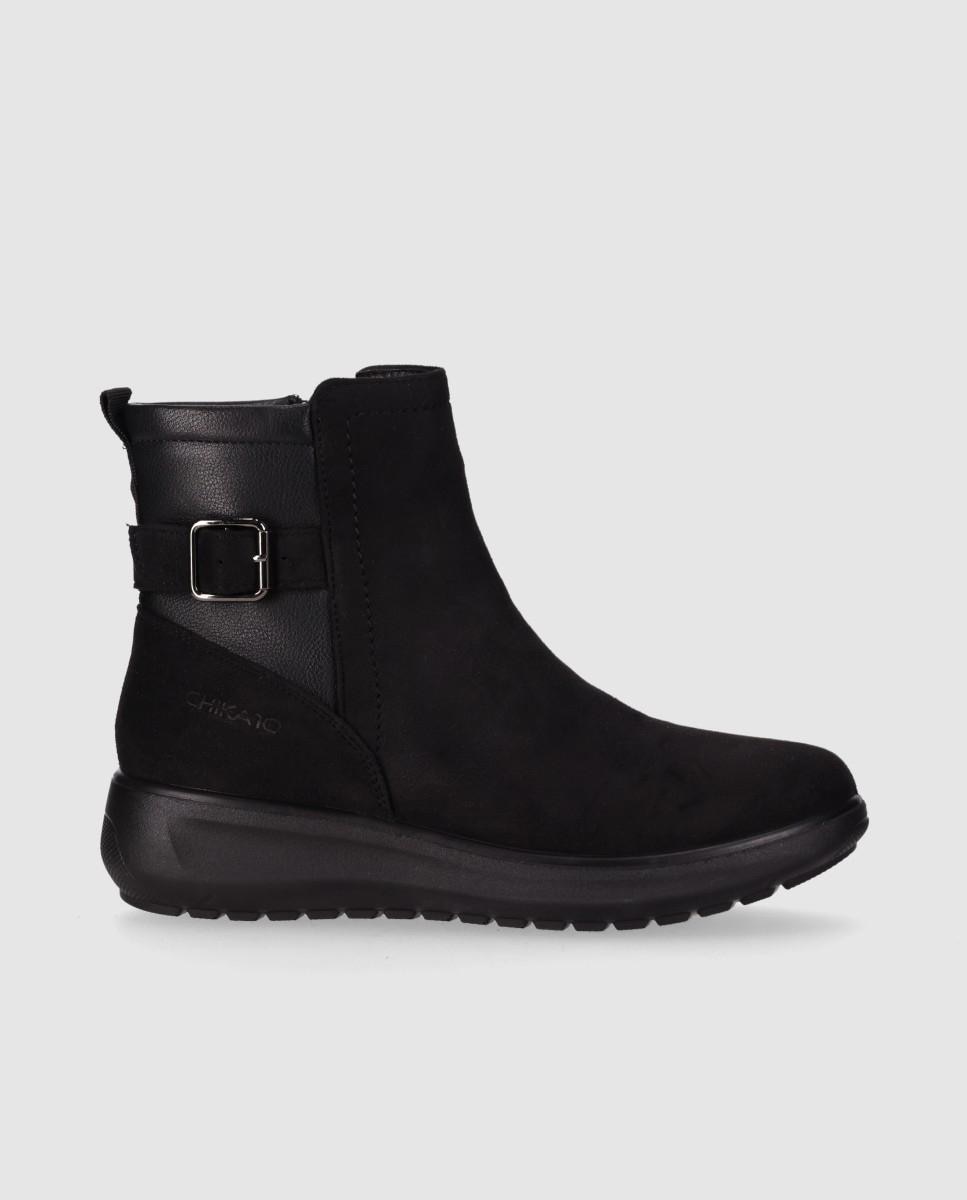Botines de mujer con diseño minimalista puntera redonda y suela ligera - Chika10 - Negro Negro-1