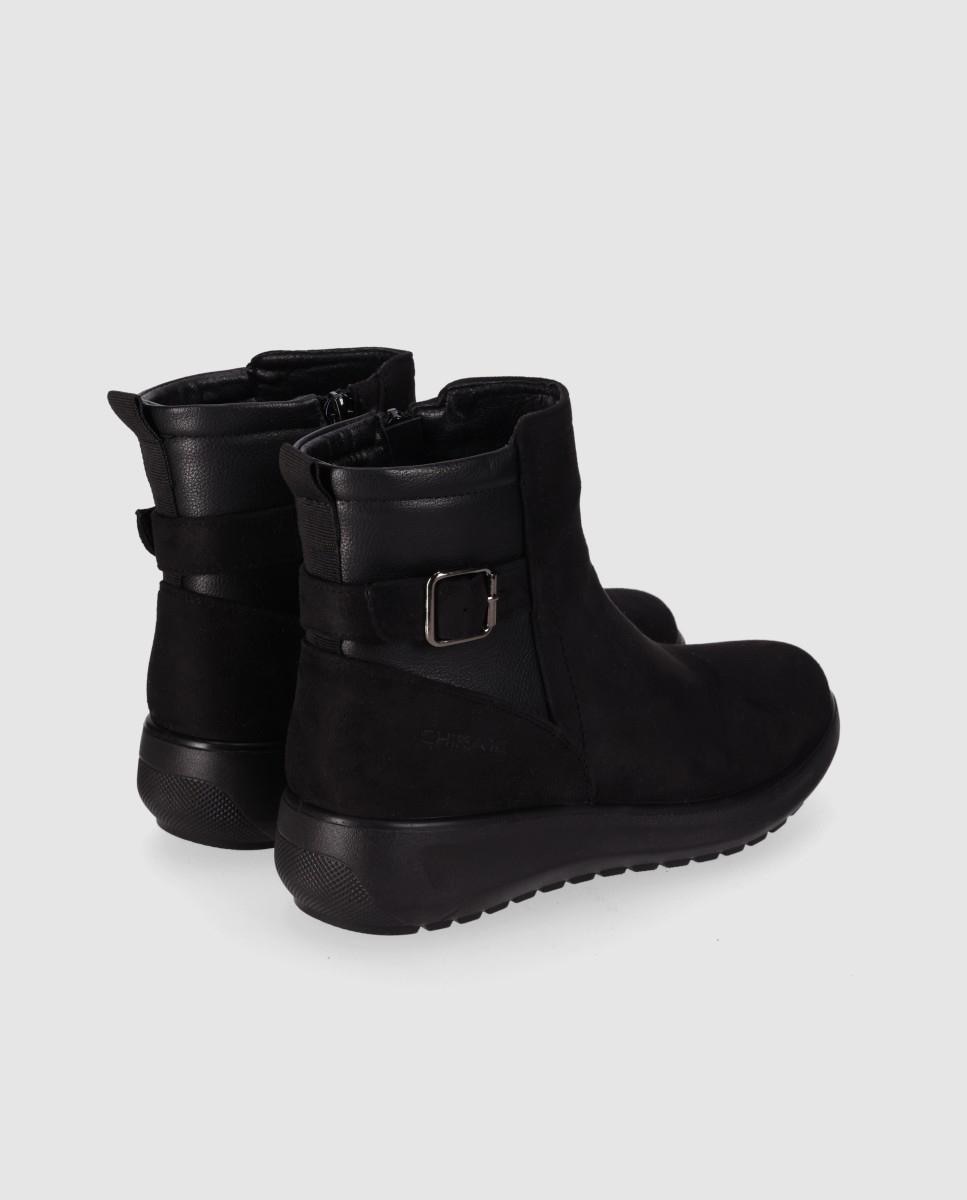 Botines de mujer con diseño minimalista puntera redonda y suela ligera - Chika10 - Negro Negro-2