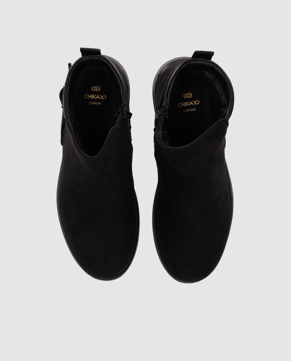 Botines de mujer con diseño minimalista puntera redonda y suela ligera - Chika10 - Negro Negro-4