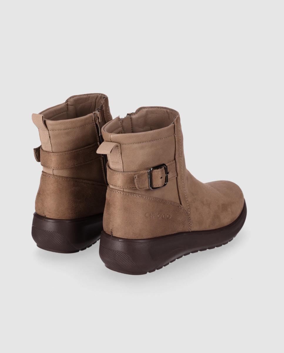 Botines de mujer con diseño minimalista puntera redonda y suela ligera - Chika10 - Beige Beige-2