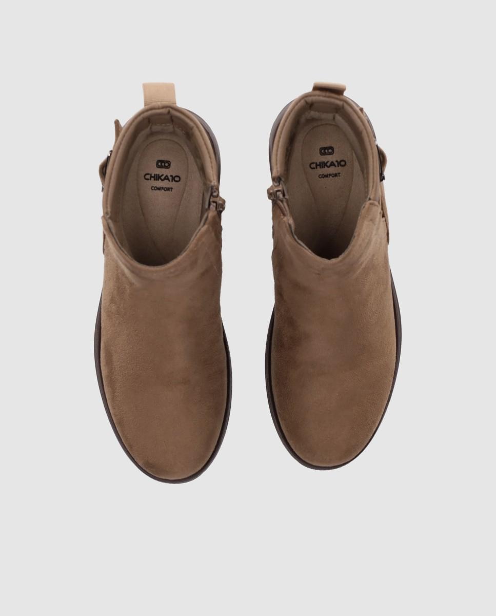 Botines de mujer con diseño minimalista puntera redonda y suela ligera - Chika10 - Beige Beige-4
