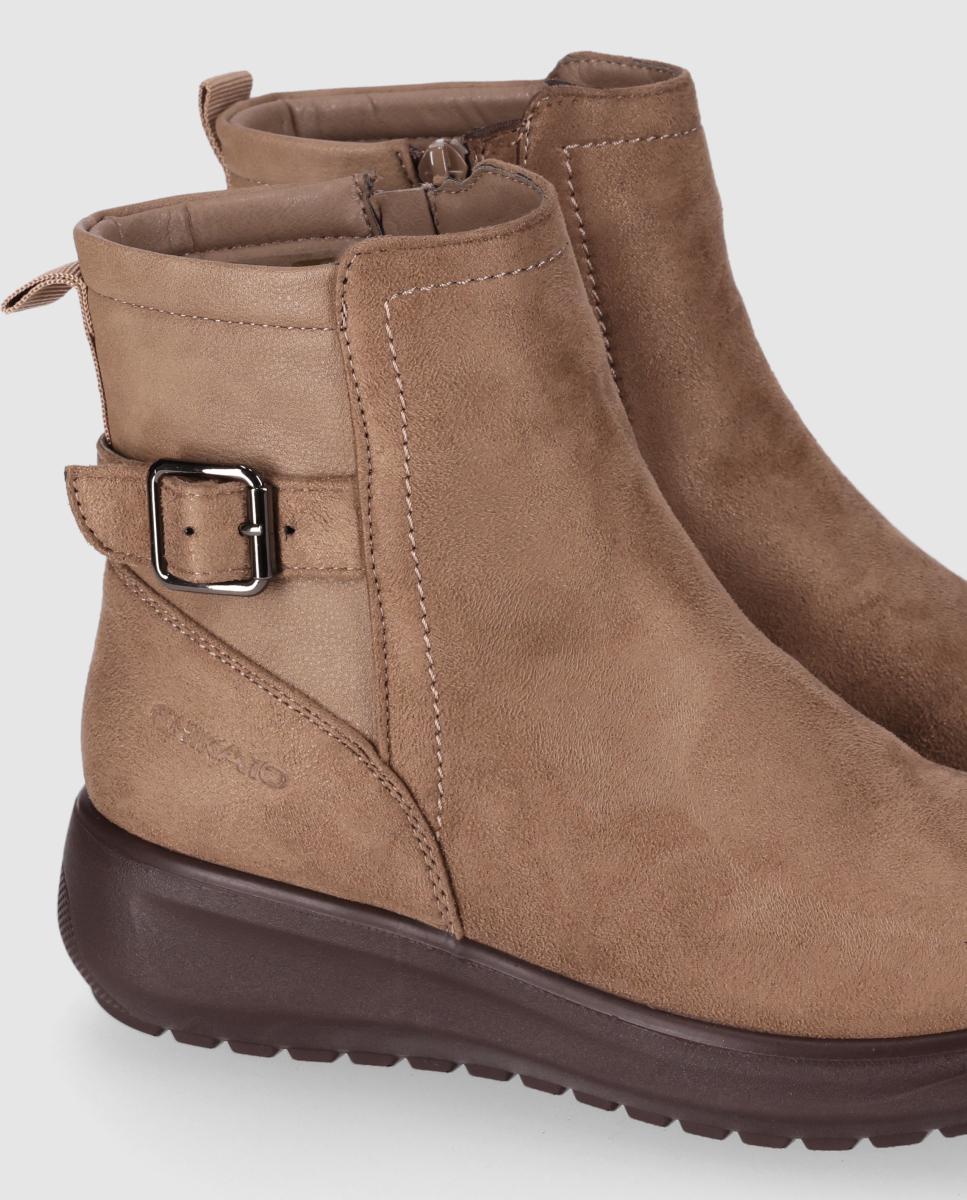 Botines de mujer con diseño minimalista puntera redonda y suela ligera - Chika10 - Beige Beige-5