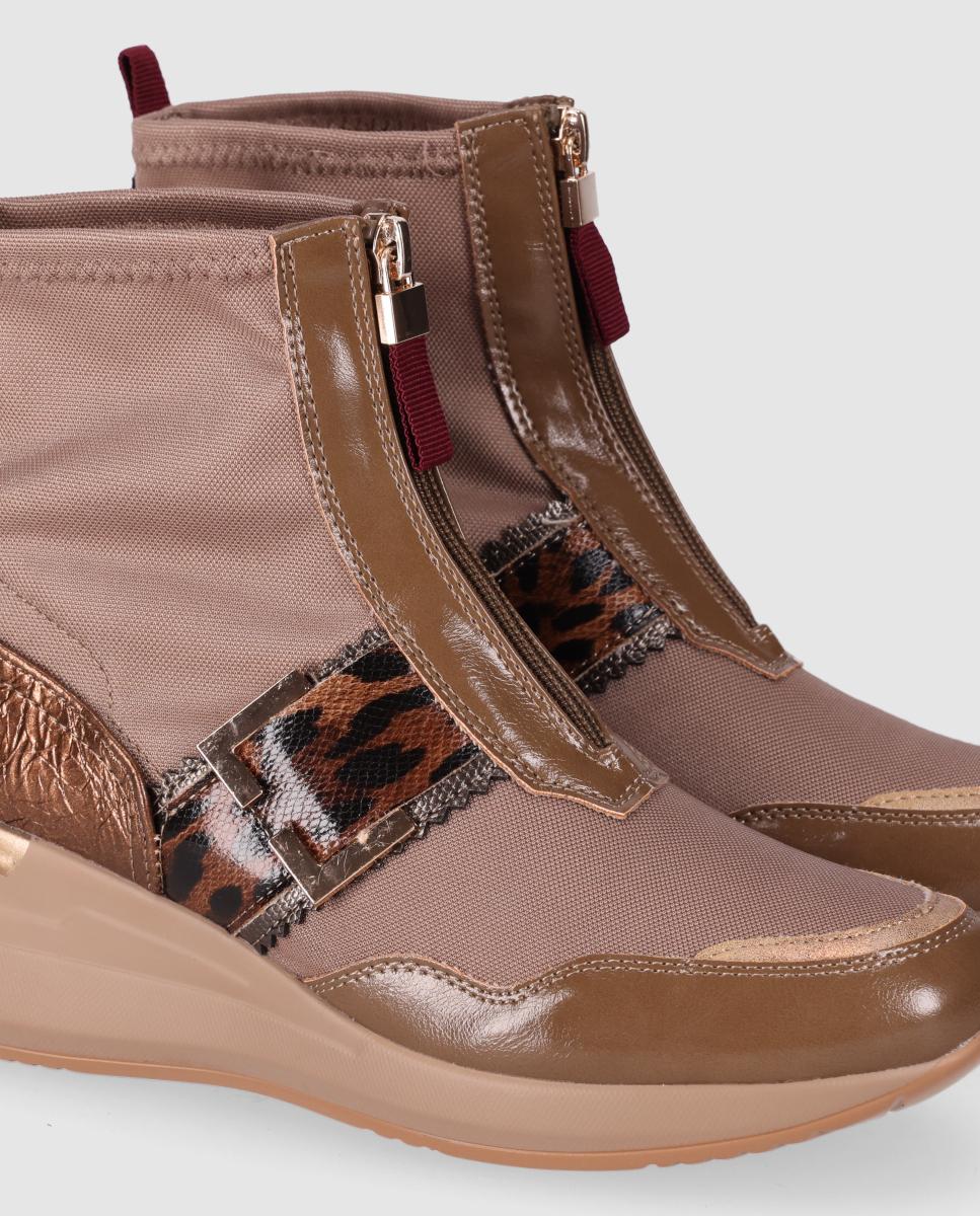 Botines de mujer con suela de cuña y diseño sporty-fashion - Chika10 - Beige Beige-5