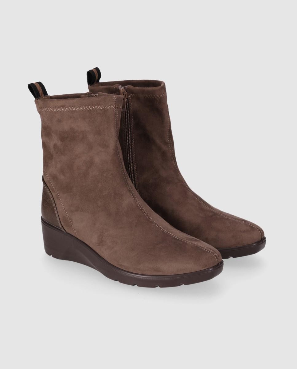 Botines de mujer estilo casual de cuña baja y puntera redonda - Chika10 - Marrón Marrón-3