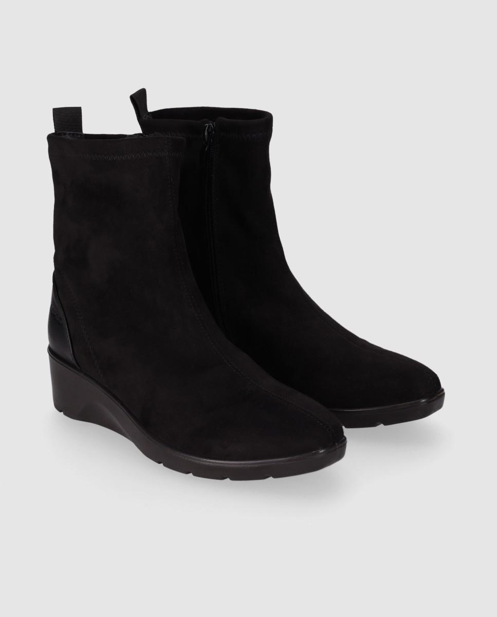 Botines de mujer estilo casual de cuña baja y puntera redonda - Chika10 - Negro Negro-3