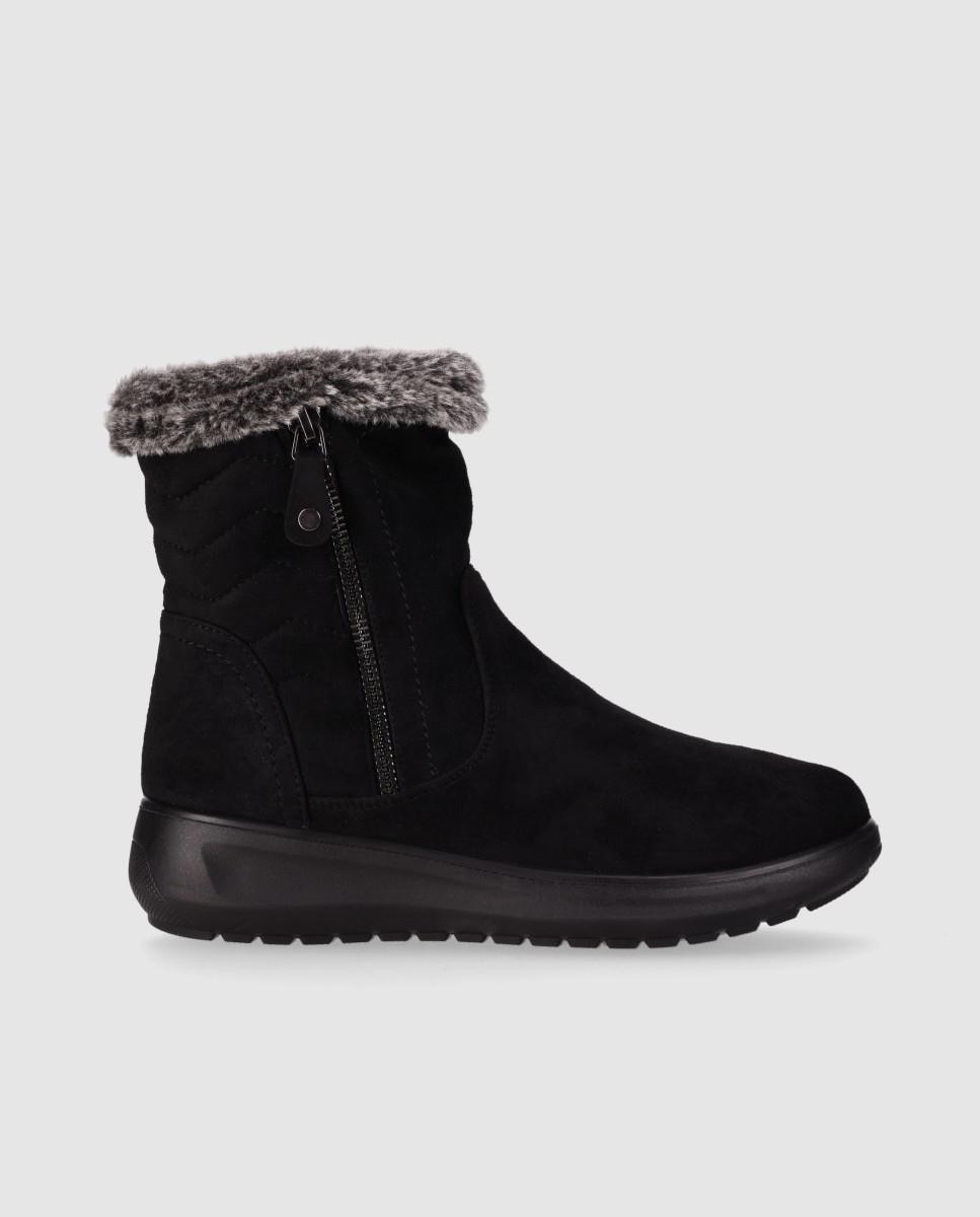 Botines de mujer con pelo de diseño aprés-sky y puntera redonda - Chika10 - Negro Negro-1