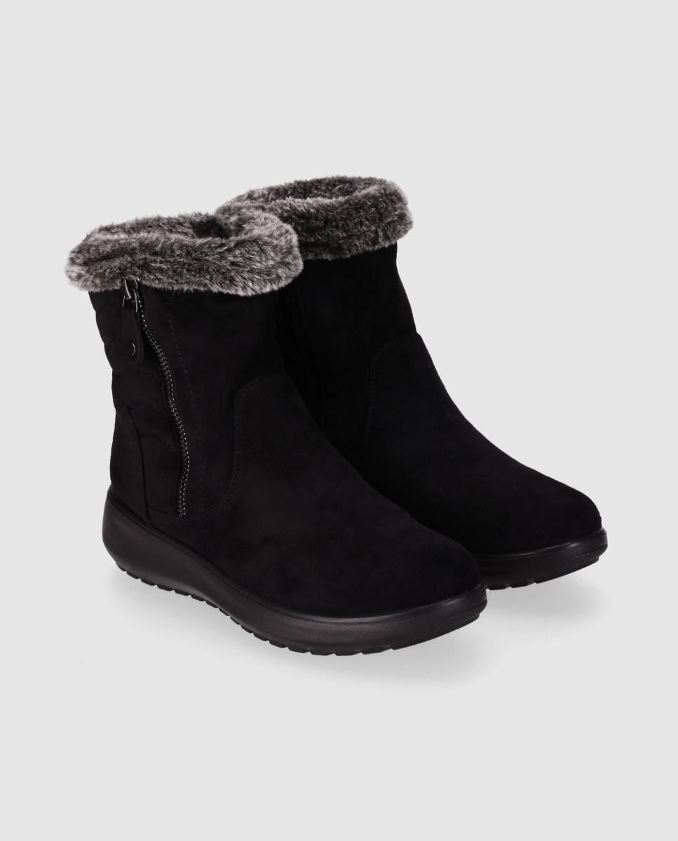 Botines de mujer con pelo de diseño aprés-sky y puntera redonda - Chika10 - Negro Negro-3