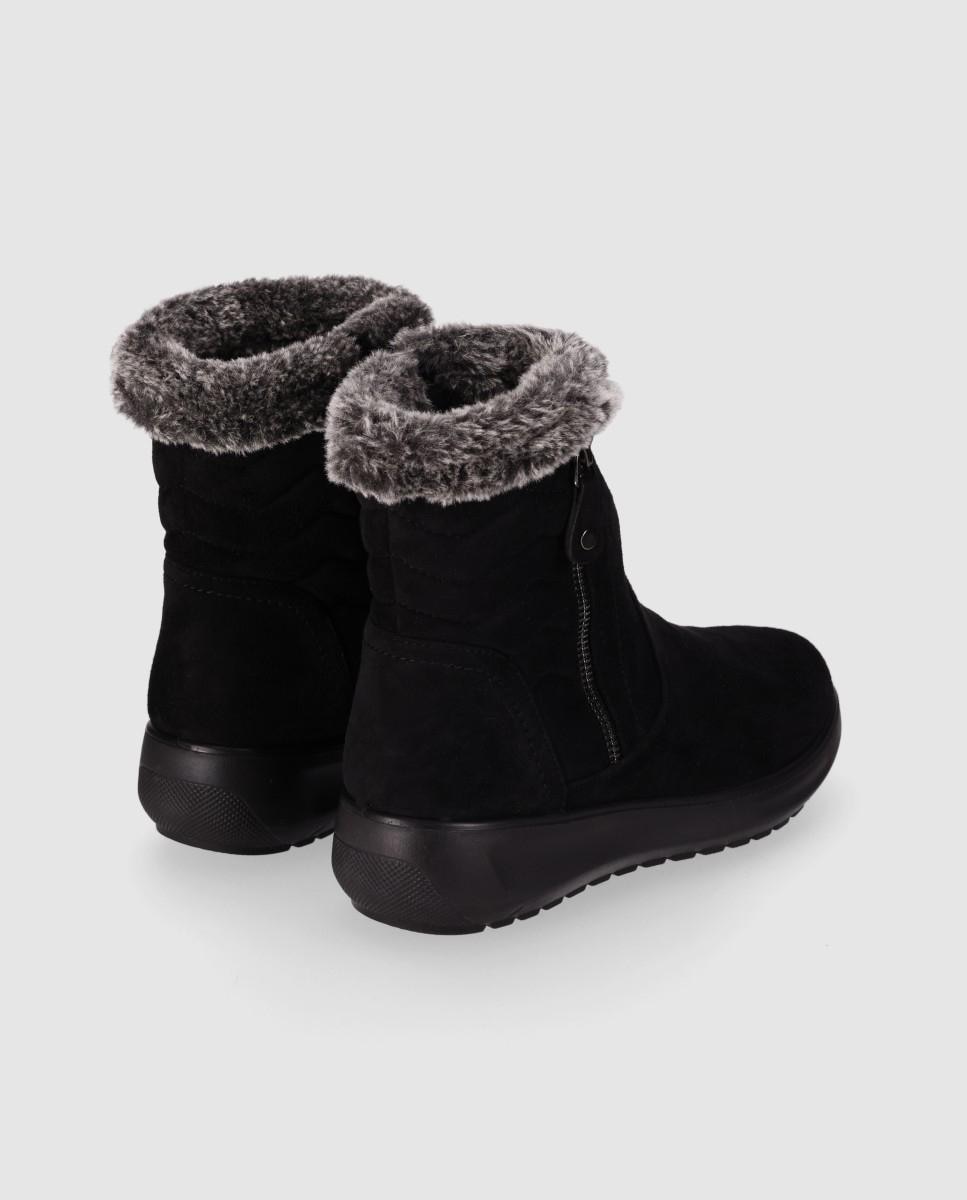 Botines de mujer con pelo de diseño aprés-sky y puntera redonda - Chika10 - Negro Negro-2